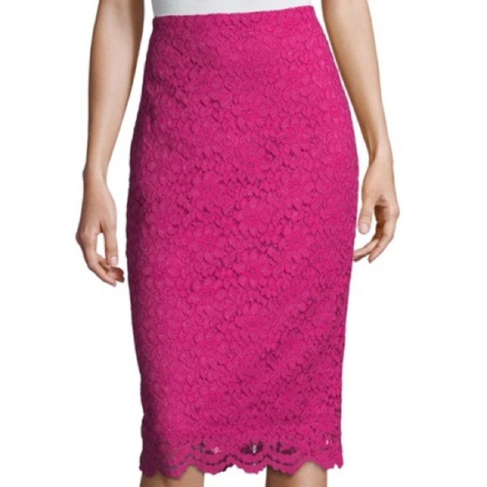 Lace Bright Pink Pencil Skirt